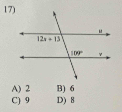 A) 2 B) 6
C) 9 D) 8