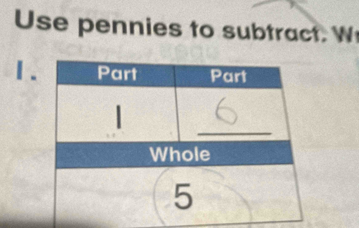 Use pennies to subtract. W 
1.