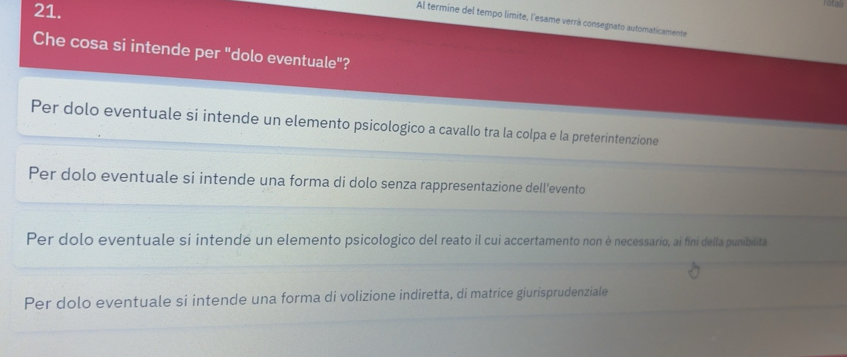 Risolto:Al termine del tempo limite, l'esame verrá consegnato ...