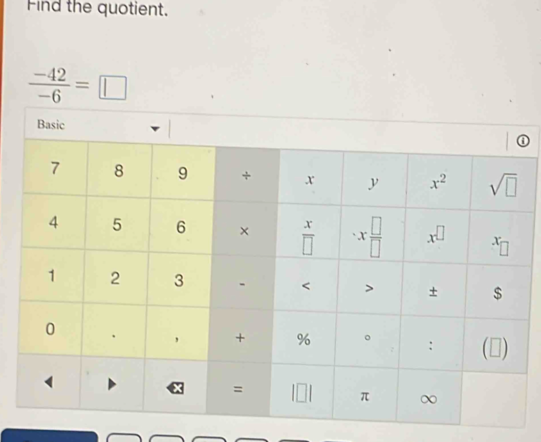 Find the quotient.
 (-42)/-6 =□
①