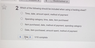 Solved: Bookmarked 2 Which of the following should be included when ...