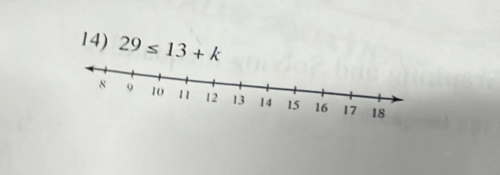 29≤ 13+k