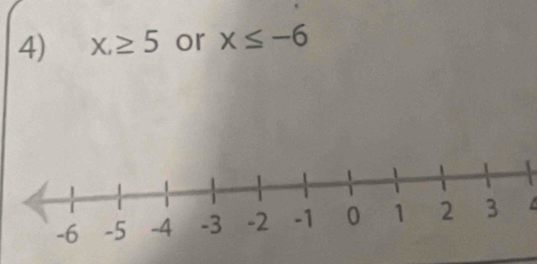 X,≥ 5 or x≤ -6