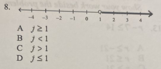 8
A j≥ 1
B j<1</tex>
C j>1
D j≤ 1