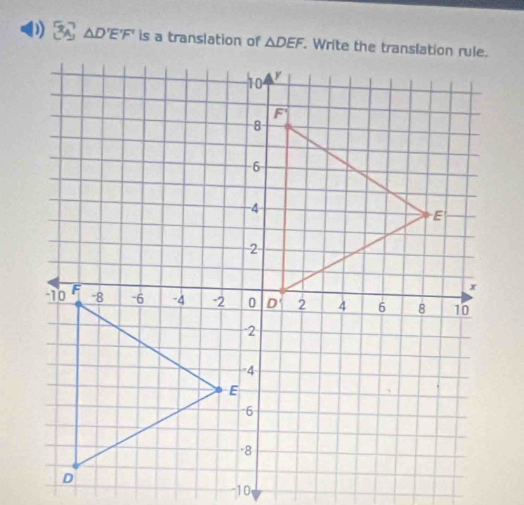 0 △ D'E'F' is a translation of △ DEF.
10