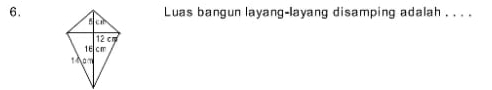 Luas bangun layang-layang disamping adalah . . . .