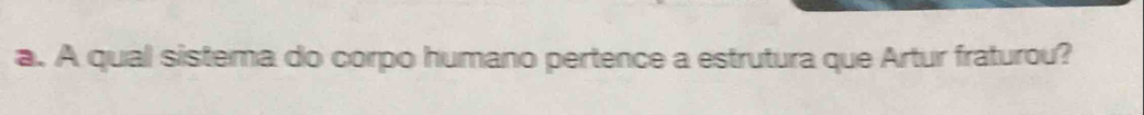 A qual sistema do corpo humano pertence a estrutura que Artur fraturou?