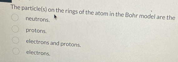 Solved: The particle(s) on the rings of the atom in the Bohr model are ...