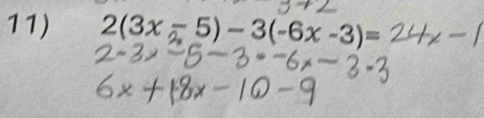2(3xπ5)−3(-6x -3)=