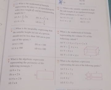 (1) 65
. == What is the mathematic
V