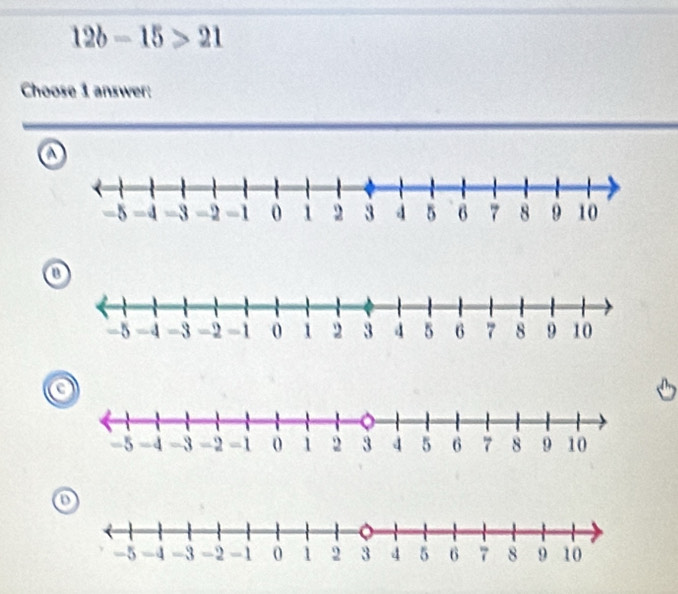 12b-15>21
Choose 1 answer:
a