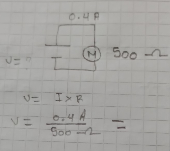 4A 
M Soo
v=
V=I* R
v= (0.4A)/500Omega  =