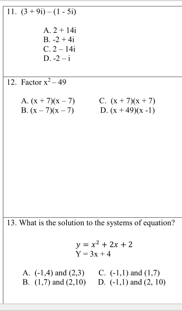 (3+9i)-(1-5i)
12
13.n?