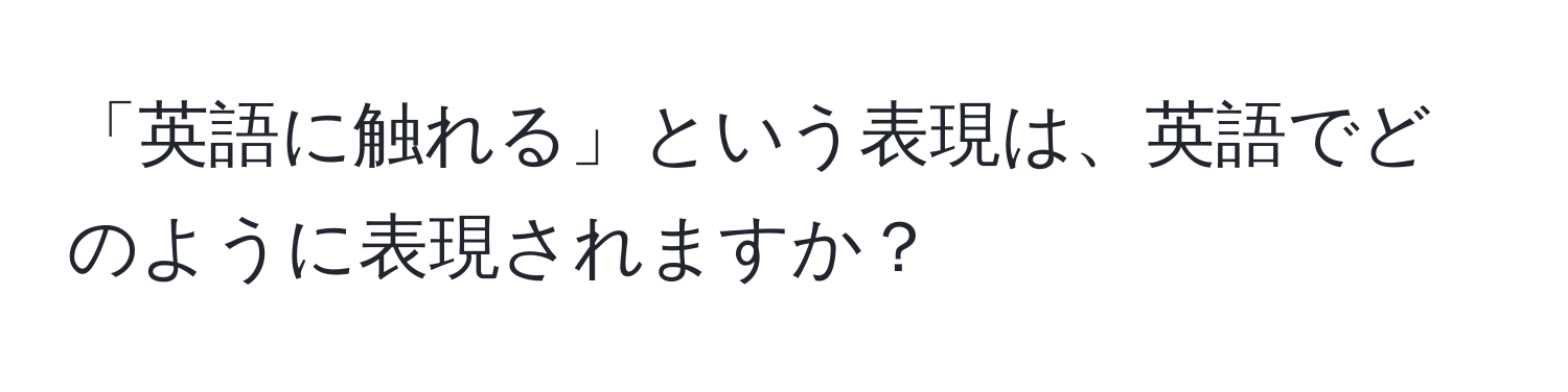 「英語に触れる」という表現は、英語でどのように表現されますか？