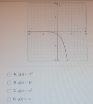 10
A. g(x)=-2^x
B. g(x)=-|x|
C. g(x)=-x^2
D. g(x)=-x