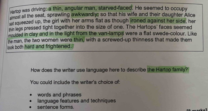 Solved: Hartop was driving: a thin, angular man, starved-faced. He ...