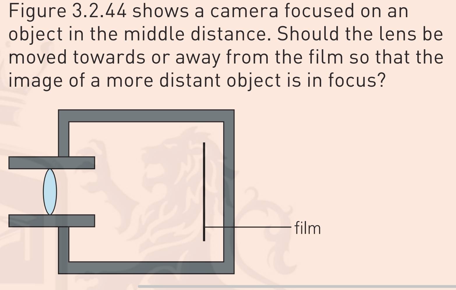 Solved: Figure 3.2.44 shows a camera focused on an object in the middle ...