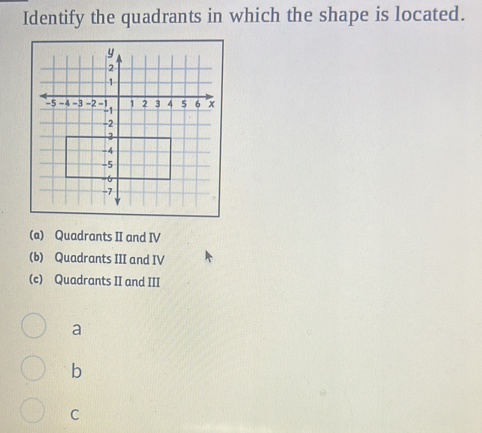 Solved: Identify the quadrants in which the shape is located. (a ...