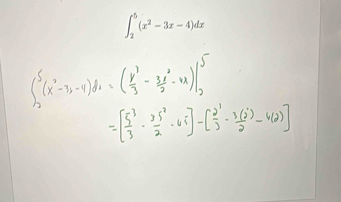 ∈t _2^(5(x^2)-3x-4)dx