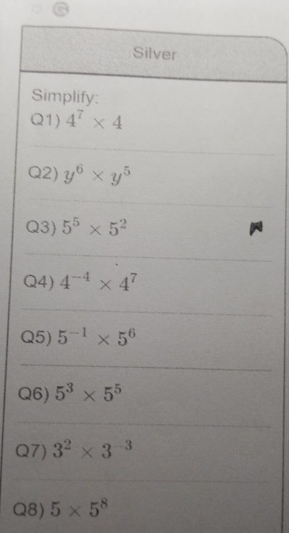 Q8) 5* 5^8