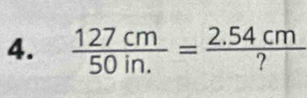  127cm/50in. = (2.54cm)/? 