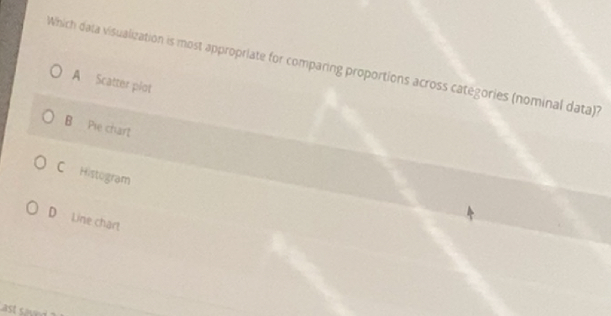 Solved: Which data visualization is most appropriate for comparing ...