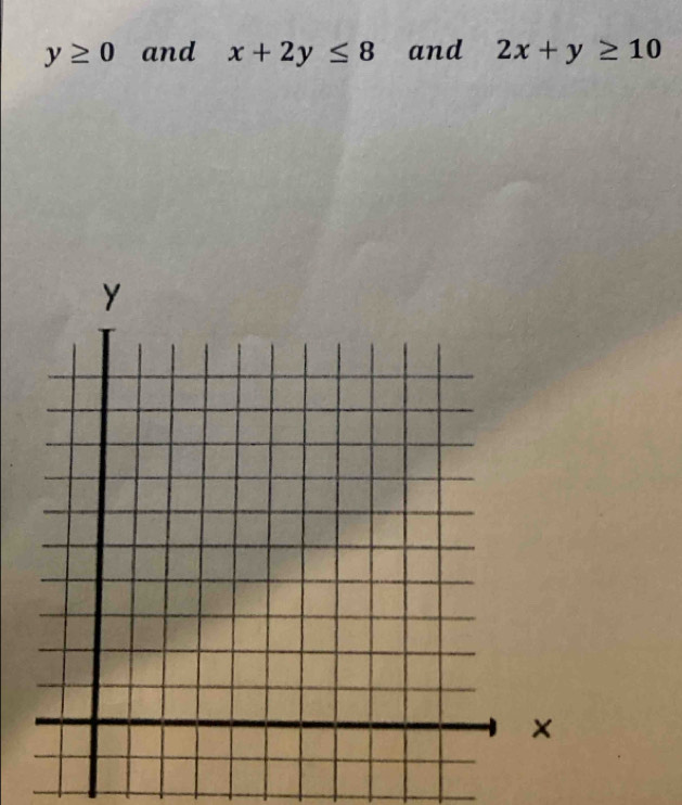 y≥ 0 and x+2y≤ 8 and 2x+y≥ 10