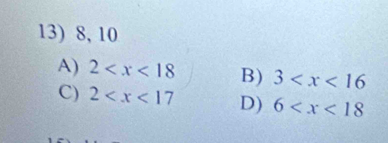 8, 10
A) 2
B) 3
C) 2
D) 6