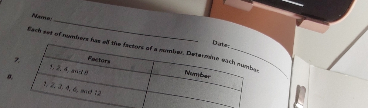 Name: 
Each set of numbers has 
B.