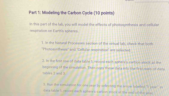 Solved: Modeling the Carbon Cycle (10 points) In this part of the lab ...