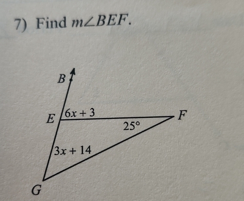 Find m∠ BEF.