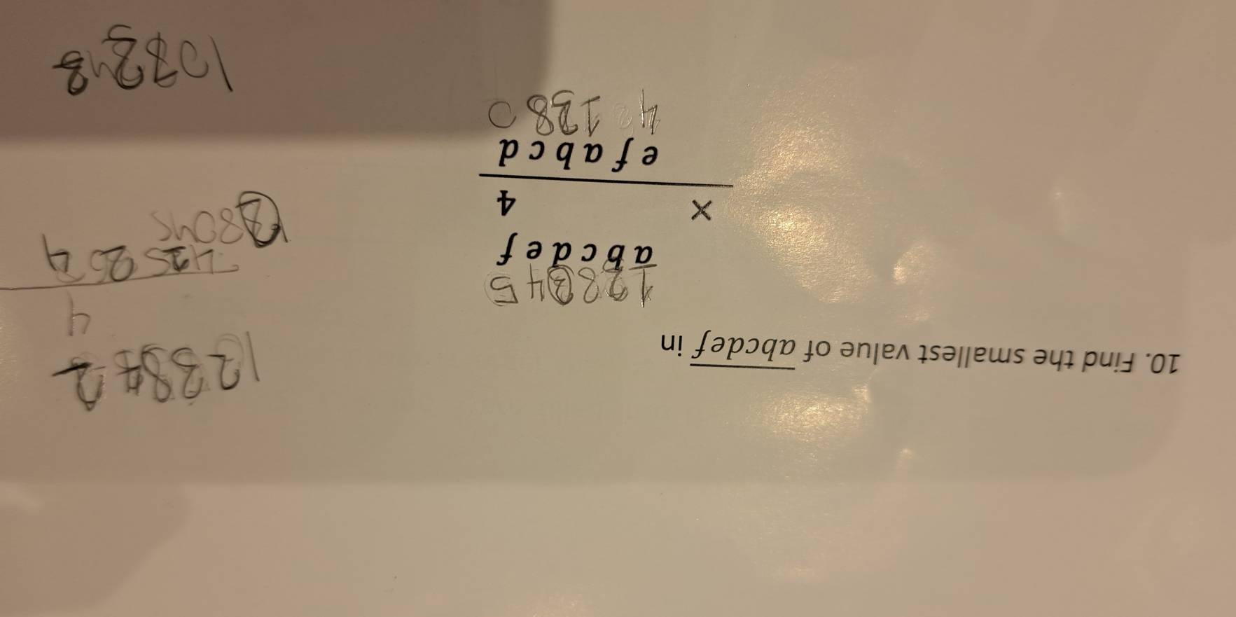 Find the smallest value of overline abcdef in 
* «rauá