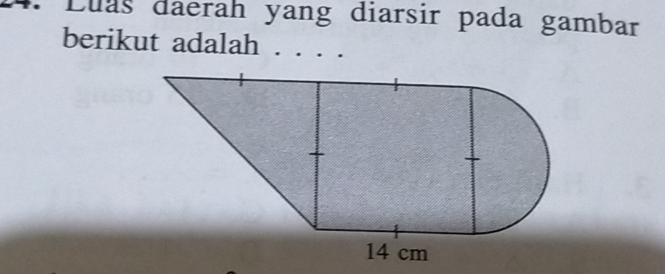 Luas daerah yang diarsir pada gambar 
berikut adalah