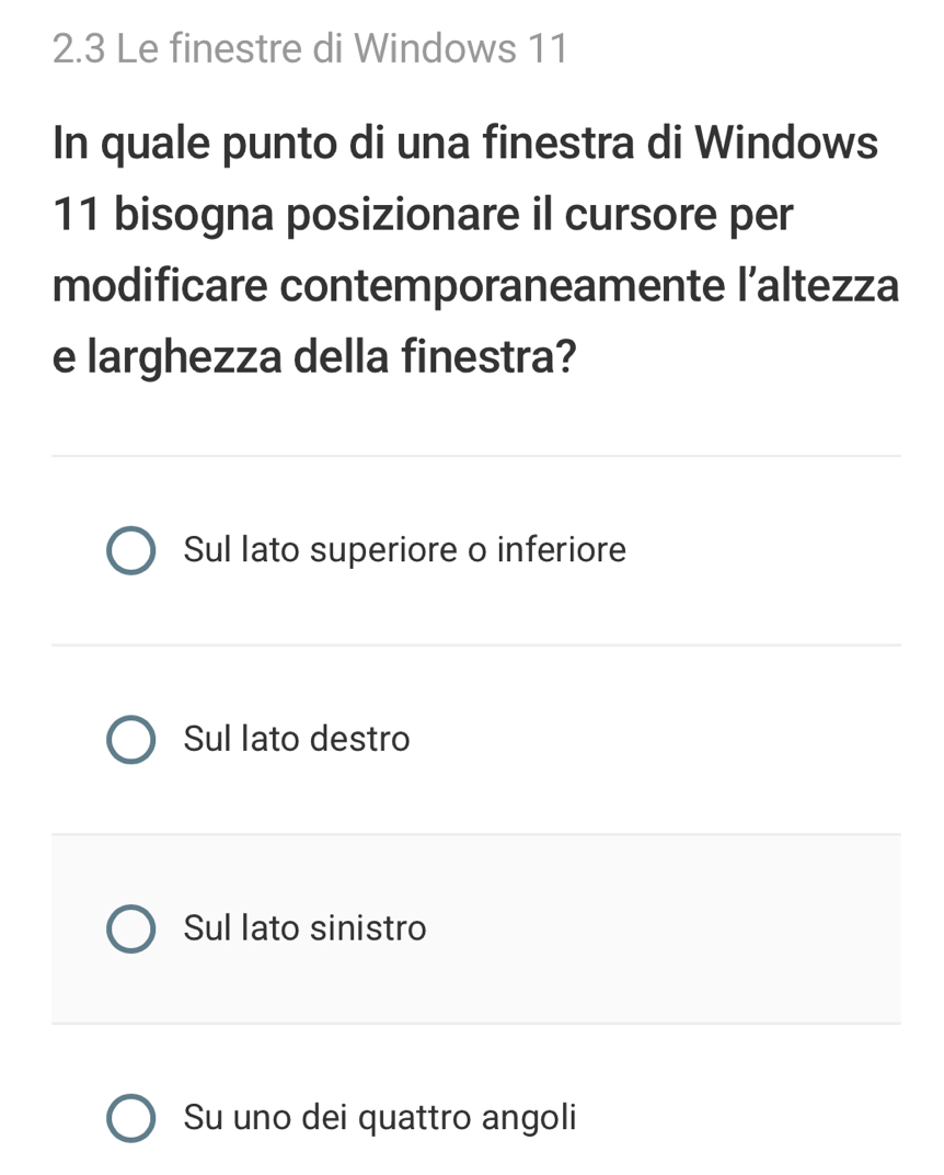 Risolto:2.3 Le finestre di Windows 11 In quale punto di una finestra di ...