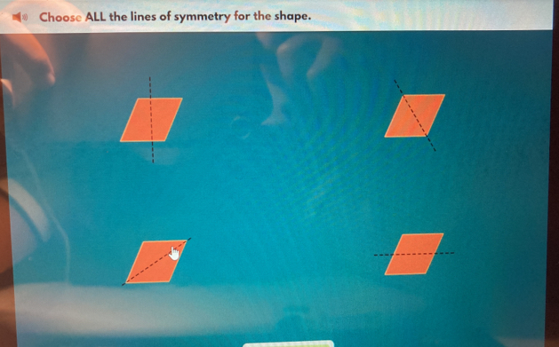 Choose ALL the lines of symmetry for the shape.