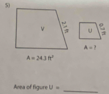 A= ?
Area of figure U= _