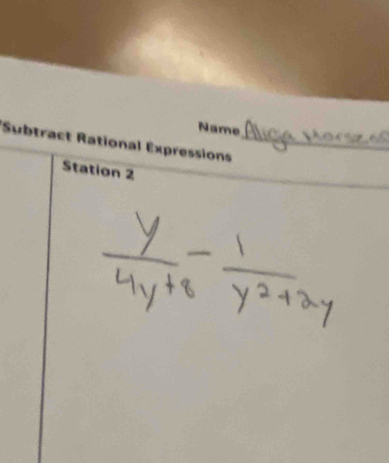 Name 
Subtract Rational Expressions_ 
Station 2