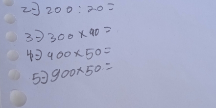 2 200:20=
33 300* 90=
40 400* 50=
50 900* 50=