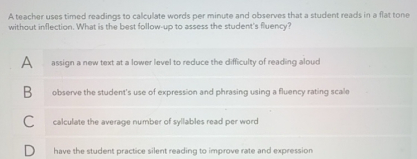 Solved: A teacher uses timed readings to calculate words per minute and ...