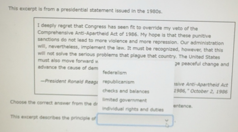 Solved: This excerpt is from a presidential statement issued in the ...