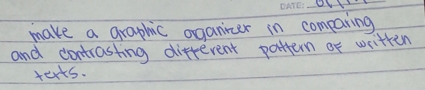 make a graphic oganter in comparing 
and contrasting different pattern of written 
texts.