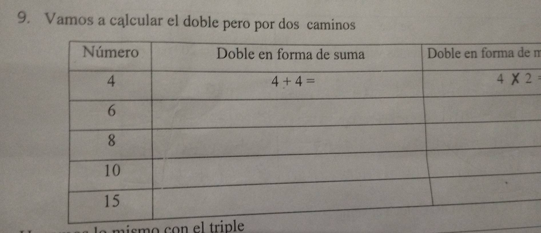 Vamos a calcular el doble pero por dos caminos
m
mismo con el triple