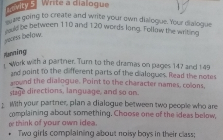 Solved: divity 5 Write a dialogue u are going to create and write your ...