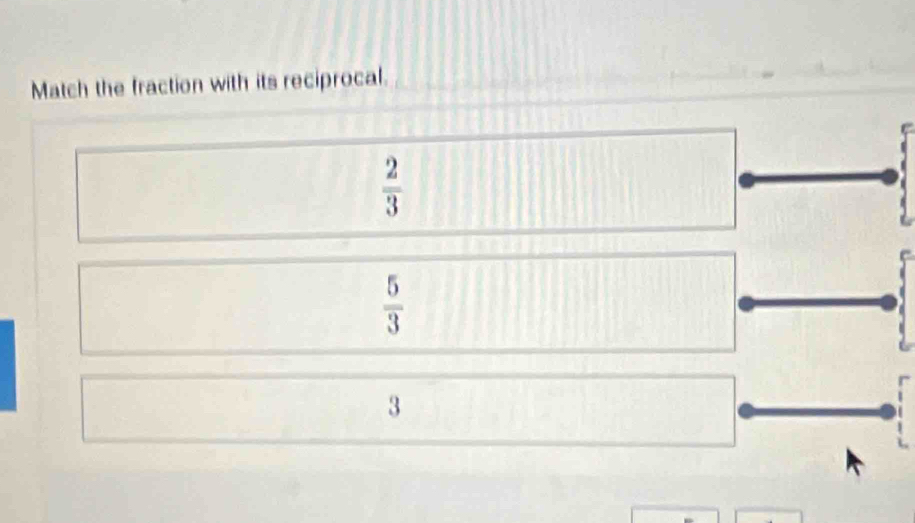 Match the fraction with its reciprocal.
 2/3 
 5/3 
3
