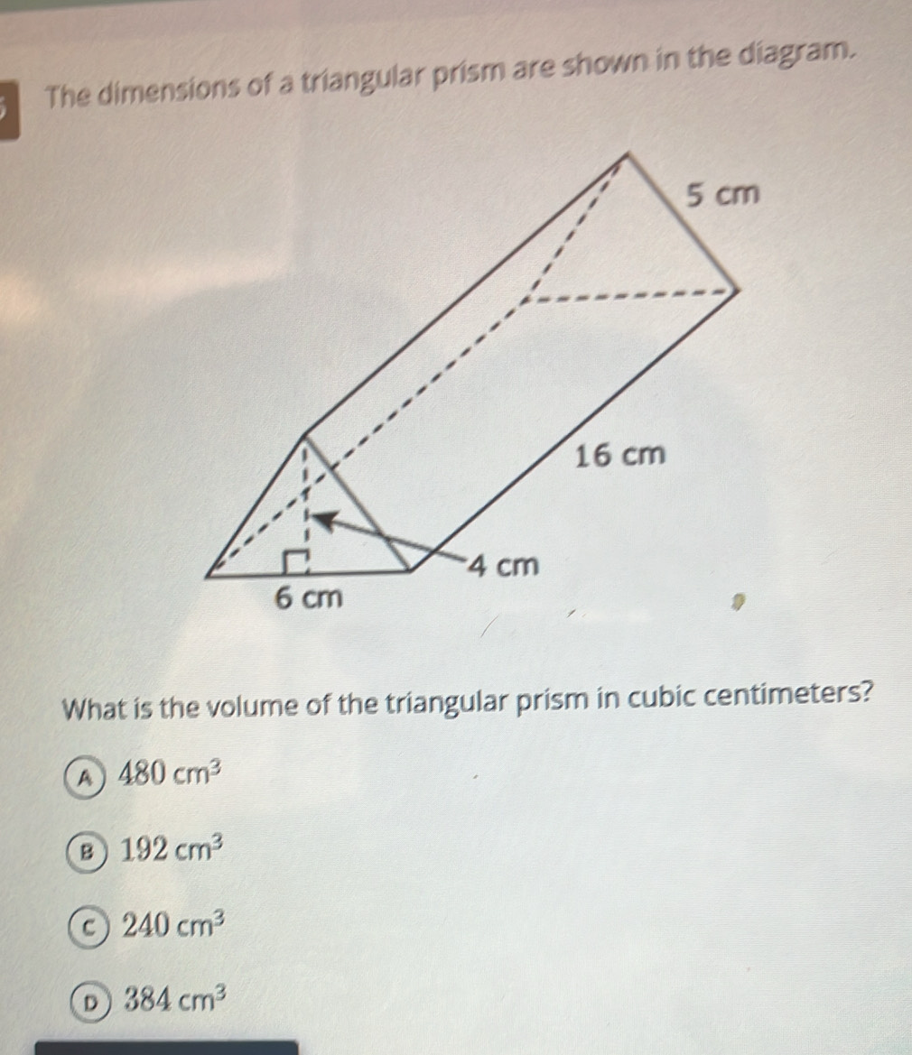 Solved: The dimensions of a triangular prism are shown in the diagram ...