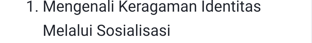 Mengenali Keragaman Identitas 
Melalui Sosialisasi