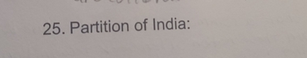 Partition of India: