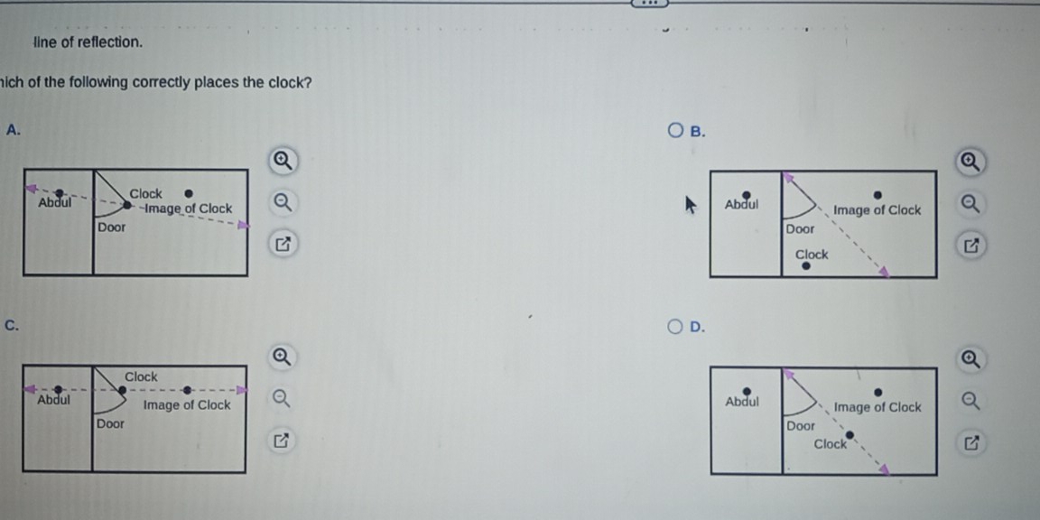 Solved: line of reflection. hich of the following correctly places the ...