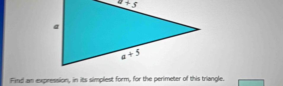 Find an expression, in its simplest form, for the perimeter of this triangle.