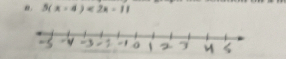 θ . 5(x-4)<2x-11</tex>